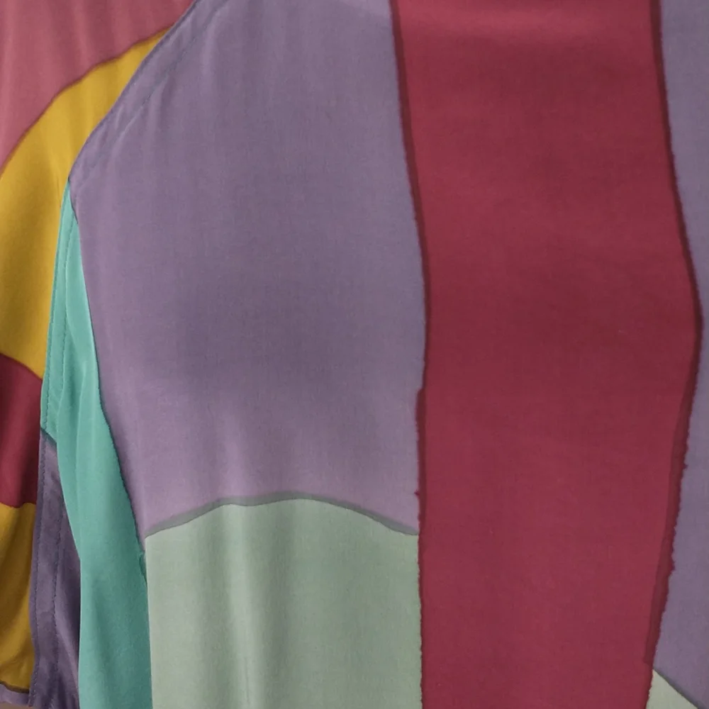 Vintage Silk Set Mod Design by Mosswear USA made Party Dress 80s / 90s Colorful - Picture 4 of 12